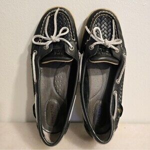 SPERRY Top Sider Black Leather Boat Shoes Loafers 7